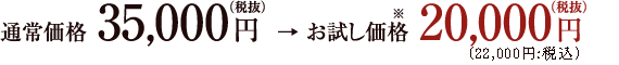 通常価格35,000円（税抜） → お試し価格※20,000円（税抜）