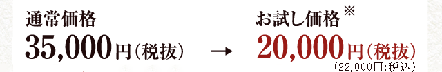 通常価格35,000円 （税抜） → お試し価格※20,000円 （税抜）