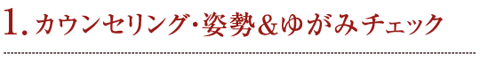 1. カウンセリング・姿勢＆ゆがみチェック