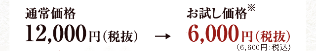 通常価格12,000円（税抜） お試し価格6,000円（税抜）
